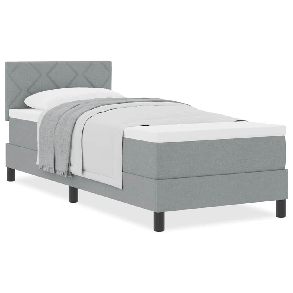 Boxmadras Med Topmadras Med Madras Lysegrå 80 X 200 Cm Stof - Billede 4