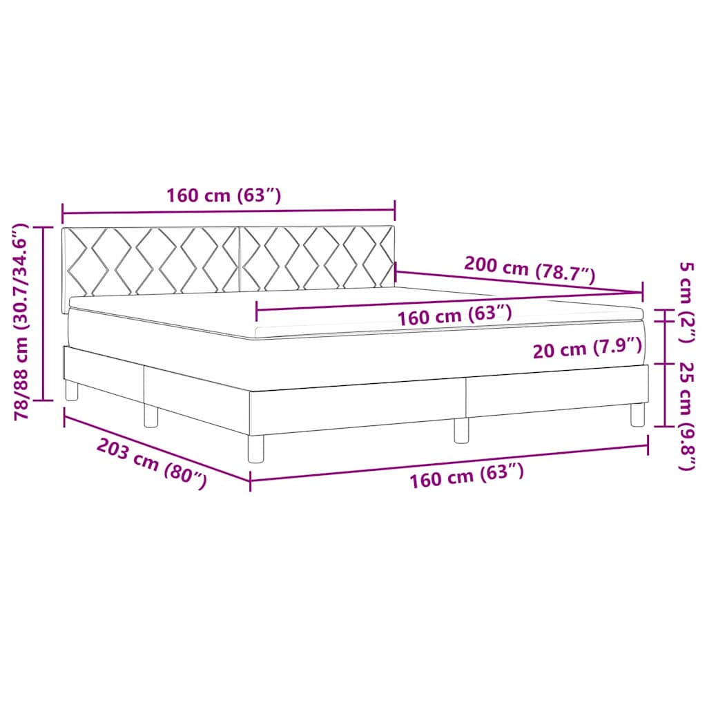 Boxmadras Med Topmadras Med Madras Lysegrå 160 X 200 Cm Stof - Billede 13