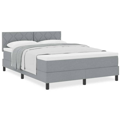 Boxmadras Med Topmadras Med Madras Lysegrå 160 X 200 Cm Stof - Billede 4