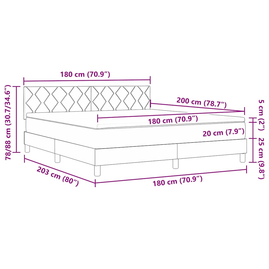 Boxmadras Med Topmadras Med Madras Mørkegrå 180 X 200 Cm Stof - Billede 13