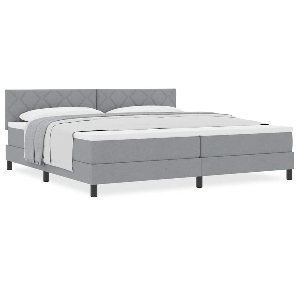 Boxmadras Med Topmadras Med Madras Lysegrå 200 X 200 Cm Stof - Billede 4