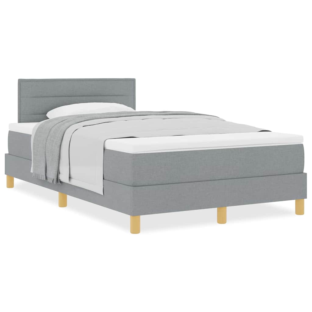 Boxmadras Med Topmadras Med Madras Lysegrå 120 X 200 Cm Stof - Billede 4