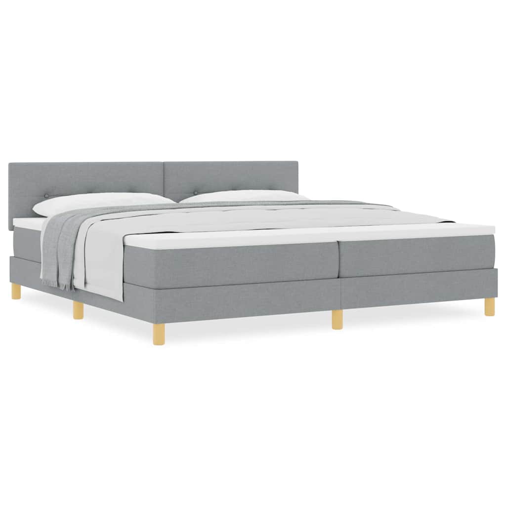 Boxmadras Med Topmadras Med Madras Lysegrå 200 X 200 Cm Stof - Billede 4