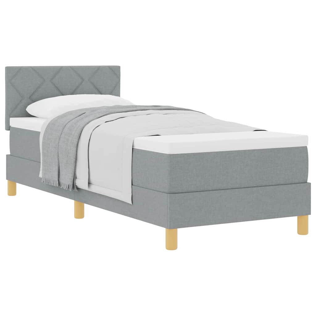 Boxmadras Med Topmadras Med Madras Lysegrå 80 X 200 Cm Stof - Billede 3