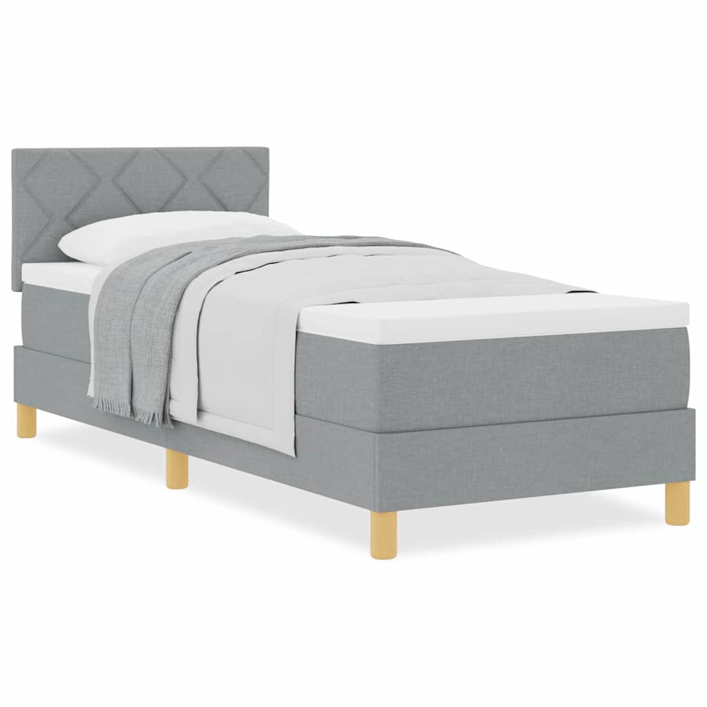 Boxmadras Med Topmadras Med Madras Lysegrå 80 X 200 Cm Stof - Billede 4