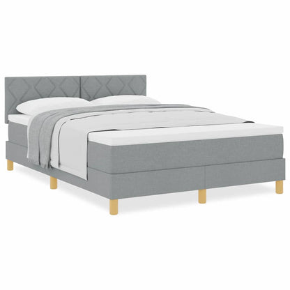 Boxmadras Med Topmadras Med Madras Lysegrå 160 X 200 Cm Stof - Billede 4