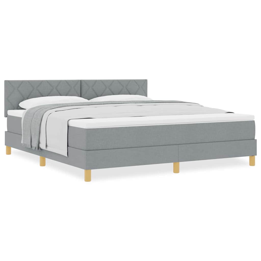 Boxmadras Med Topmadras Med Madras Lysegrå 180 X 200 Cm Stof - Billede 4