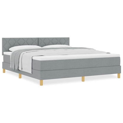 Boxmadras Med Topmadras Med Madras Lysegrå 180 X 200 Cm Stof - Billede 4