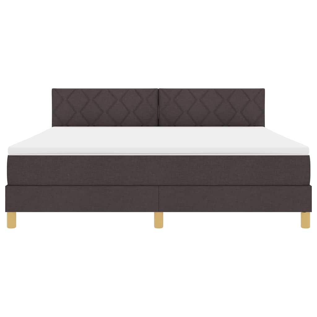 Boxmadras Med Topmadras Med Madras Mørk Brun 180 X 200 Cm Stof - Billede 8