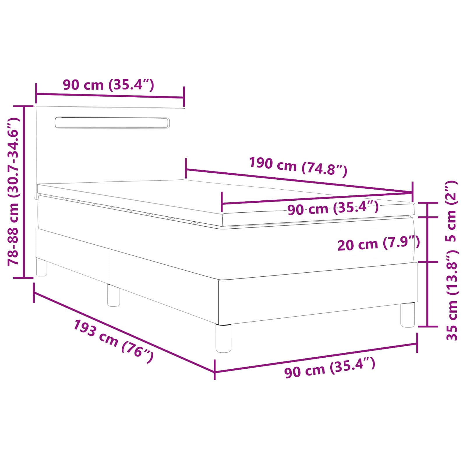 Box Spring Seng Med Madras Kunstlæder - Billede 13