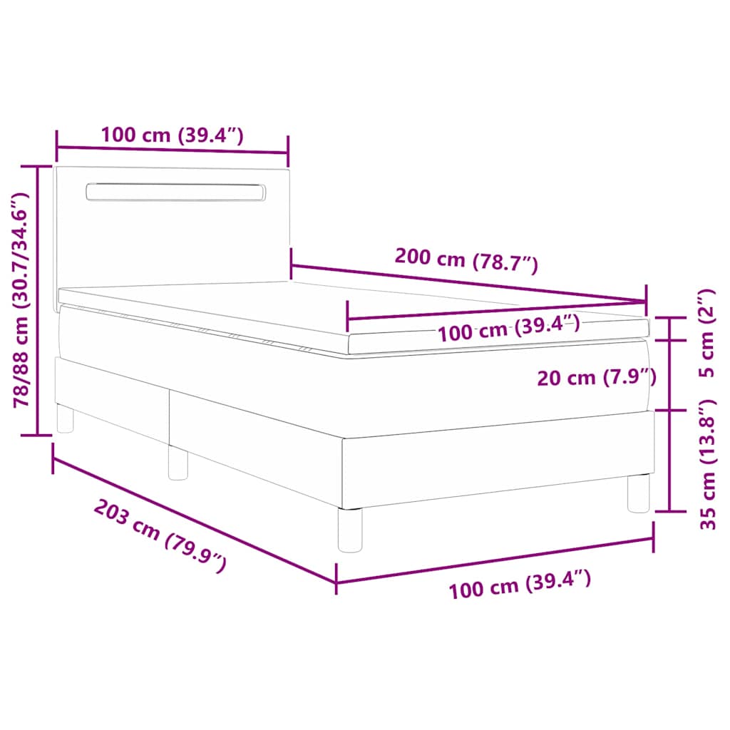 Sengeramme Med Madras Cappuccino 100 X 200 Cm Kunstlæder - Billede 13