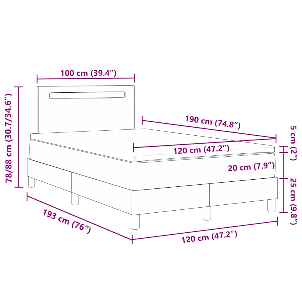 Sengeramme Med Madras Med Madras Hvid 120 X 190 Cm Kunstlæder - Billede 13