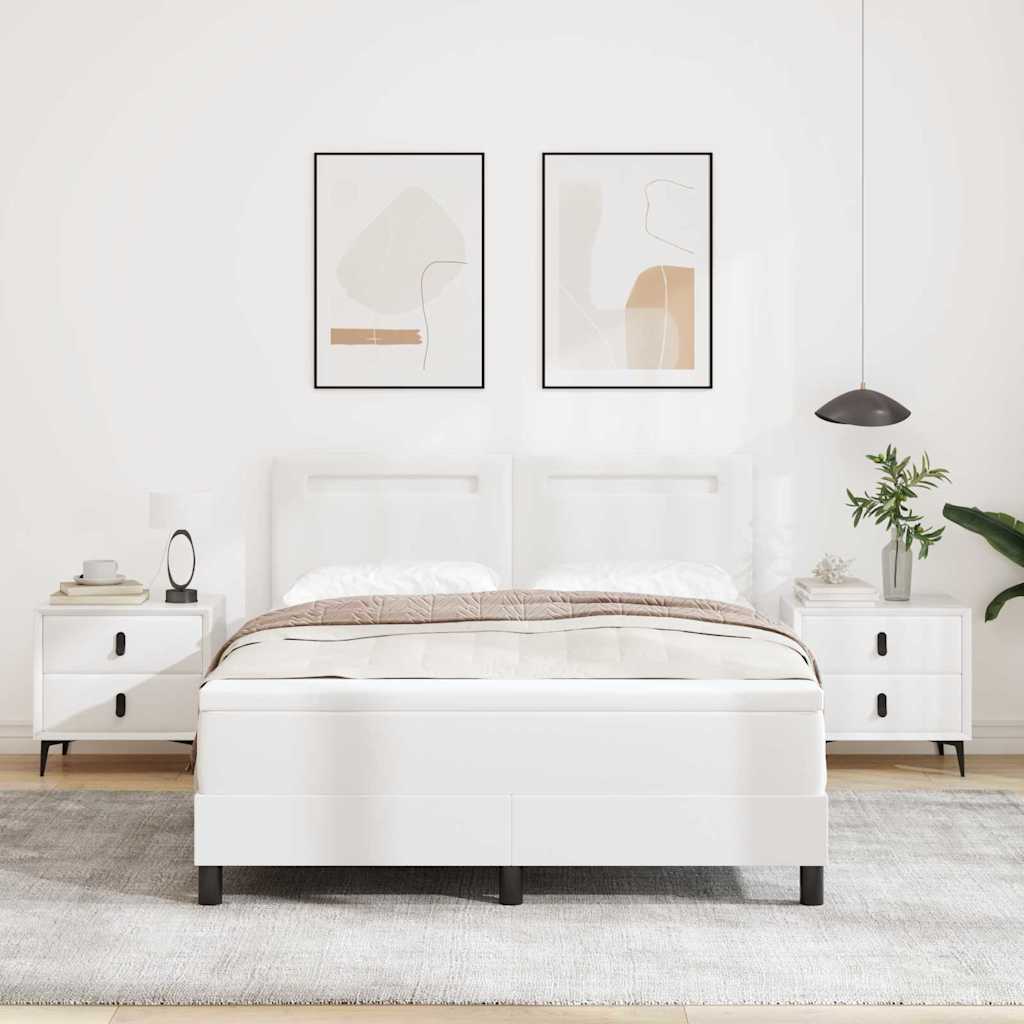 Sengeramme Med Madras Med Madras Hvid 140 X 190 Cm Kunstlæder - Billede 5