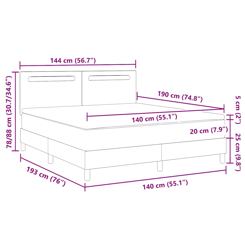 Sengeramme Med Madras Med Madras Hvid 140 X 190 Cm Kunstlæder - Billede 13