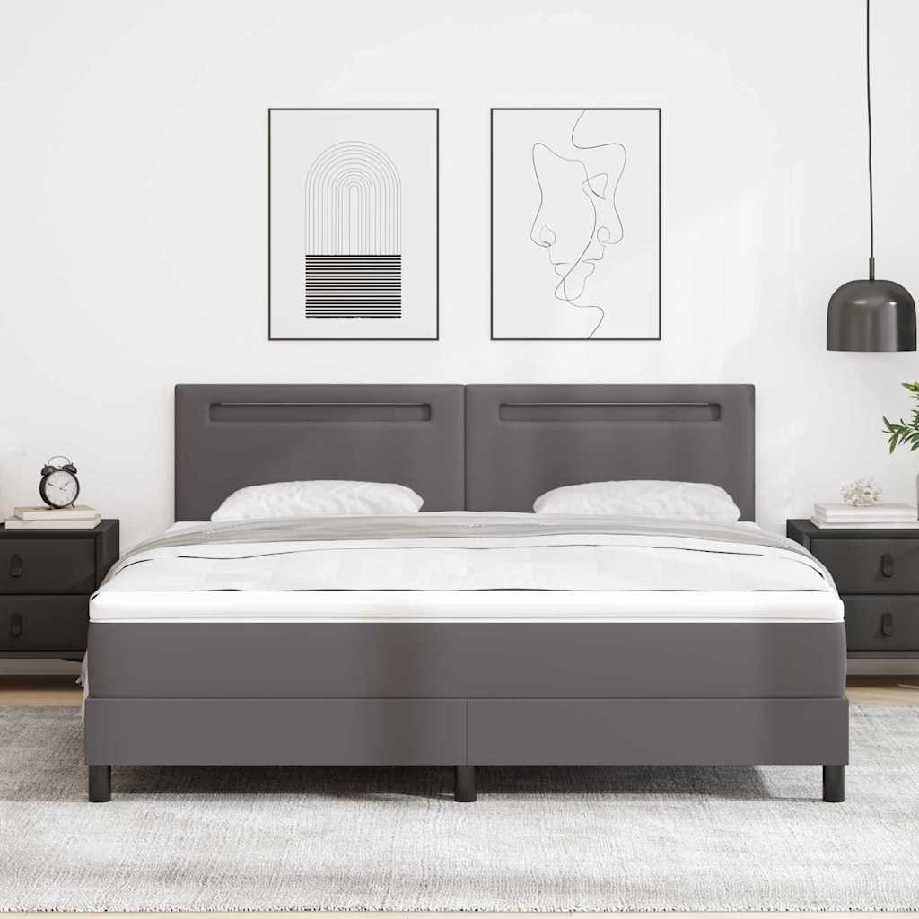 Sengeramme Med Madras Med Madras Grå 180 X 200 Cm Kunstlæder - Billede 5