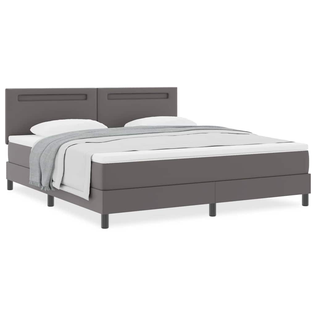 Sengeramme Med Madras Med Madras Grå 180 X 200 Cm Kunstlæder - Billede 4