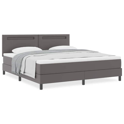 Sengeramme Med Madras Med Madras Grå 180 X 200 Cm Kunstlæder - Billede 4