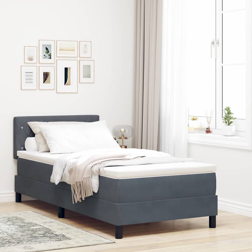 Boxmadras Seng Med Madras Med Madras Mørkegrå 90 X 190 Cm Stof - Hovedbillede