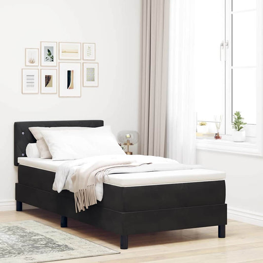 Boxmadras Seng Med Madras Med Madras Sort 90 X 190 Cm Stof - Hovedbillede