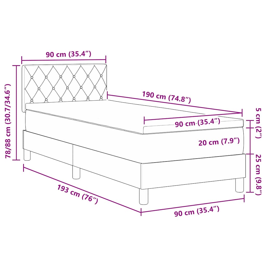 Boxmadras Seng Med Madras Med Madras Sort 90 X 190 Cm Stof - Billede 12
