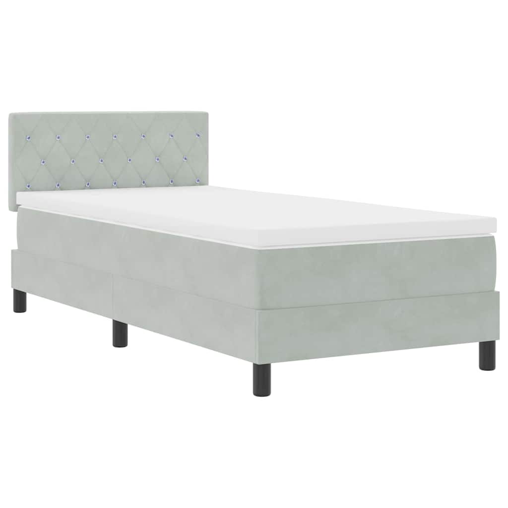 Boxmadras Seng Med Madras Med Madras Lysegrå 90 X 200 Cm Stof - Billede 2