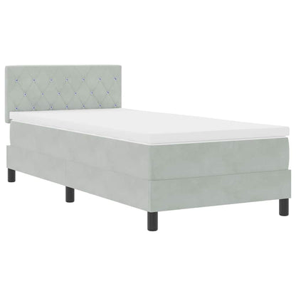 Boxmadras Seng Med Madras Med Madras Lysegrå 90 X 200 Cm Stof - Billede 2