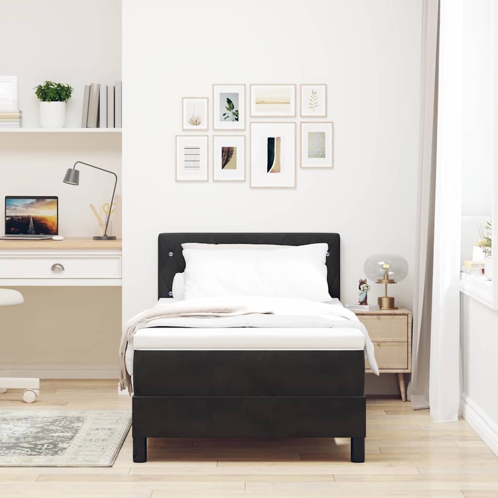 Boxmadras Seng Med Madras Med Madras Sort 90 X 200 Cm Stof - Billede 5