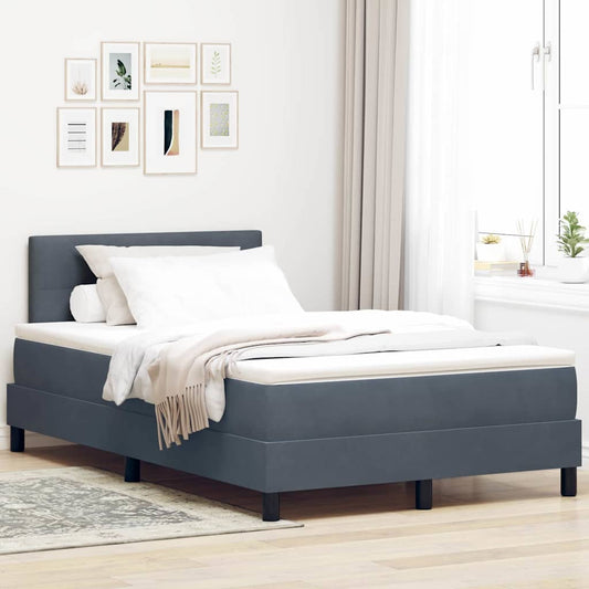 Boxmadras Seng Med Madras Med Madras Mørkegrå 120 X 190 Cm Stof - Hovedbillede