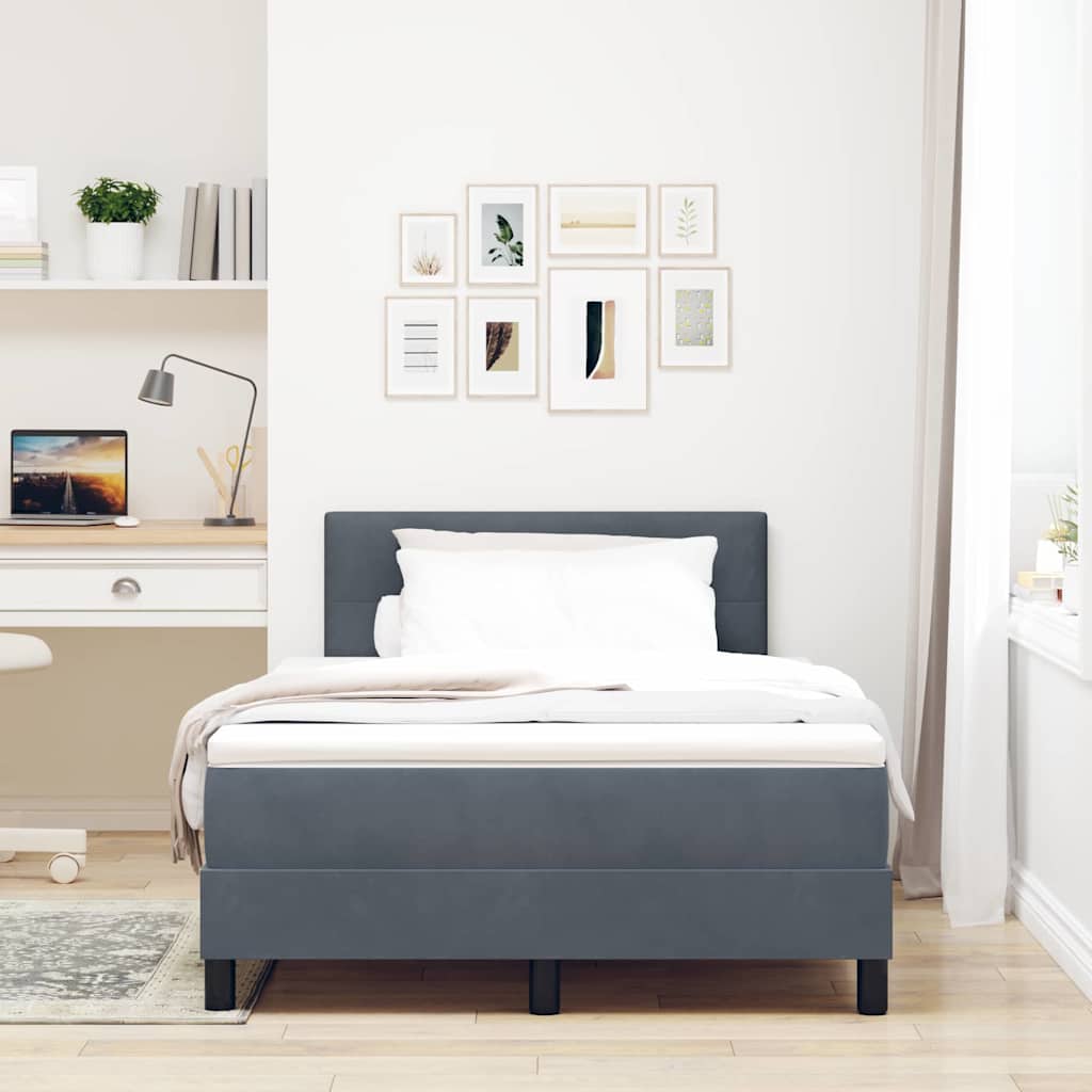 Boxmadras Seng Med Madras Med Madras Mørkegrå 120 X 190 Cm Stof - Billede 5