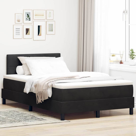 Boxmadras Seng Med Madras Med Madras Sort 120 X 190 Cm Stof - Hovedbillede