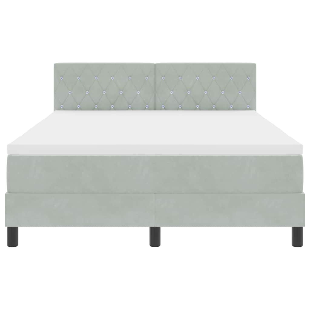 Boxmadras Seng Med Madras Med Madras Lysegrå 140 X 190 Cm Stof - Billede 6