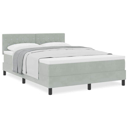 Boxmadras Seng Med Madras Med Madras Lysegrå 140 X 190 Cm Stof - Billede 3