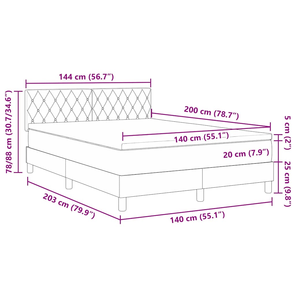 Boxmadras Seng Med Madras Med Madras Mørkegrå 140 X 200 Cm Stof - Billede 12