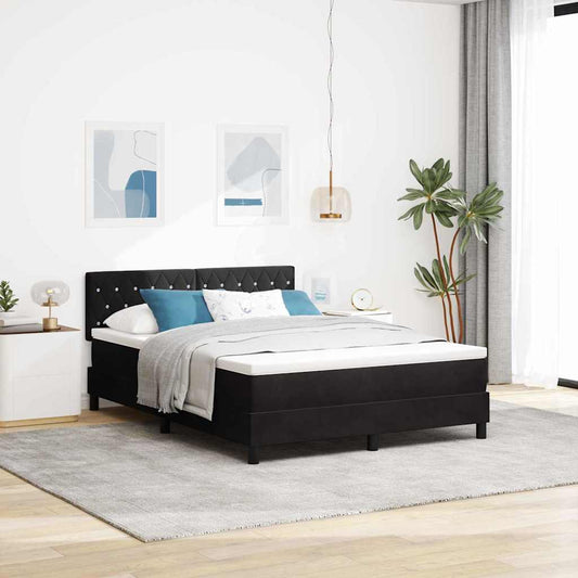 Boxmadras Seng Med Madras Med Madras Sort 140 X 200 Cm Stof - Hovedbillede