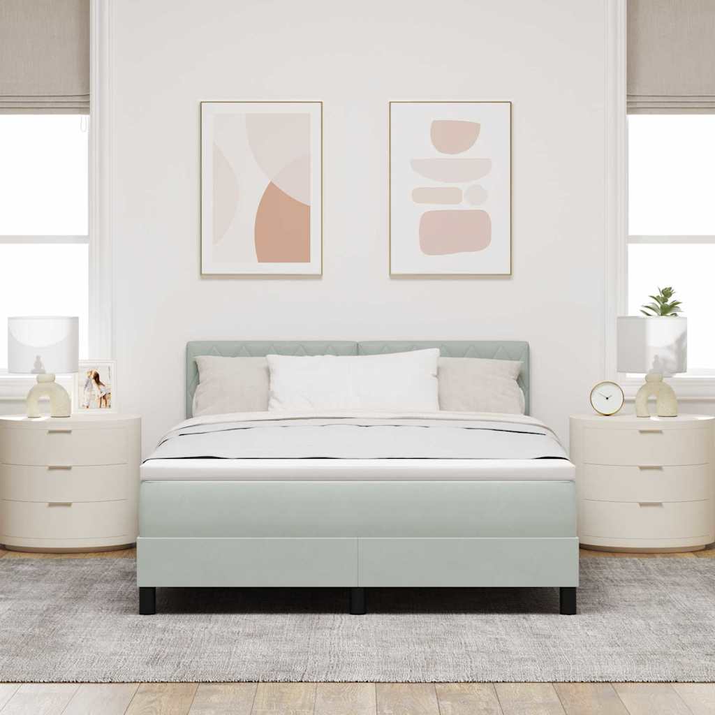 Boxmadras Seng Med Madras Med Madras Lysegrå 160 X 200 Cm Stof - Billede 5