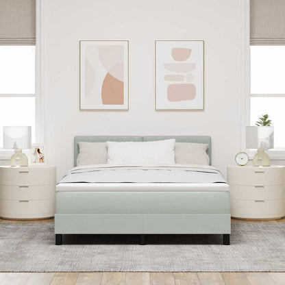 Boxmadras Seng Med Madras Med Madras Lysegrå 160 X 200 Cm Stof - Billede 5