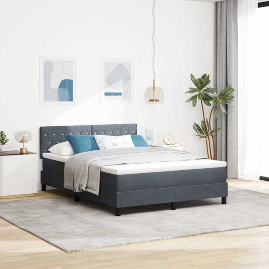 Boxmadras Seng Med Madras Med Madras Mørkegrå 160 X 200 Cm Stof - Hovedbillede