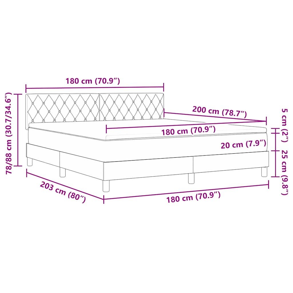 Boxmadras Seng Med Madras Med Madras Mørkegrå 180 X 200 Cm Stof - Billede 13
