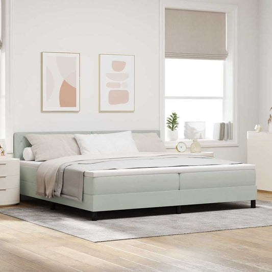 Boxmadras Seng Med Madras Med Madras Lysegrå 200 X 200 Cm Stof - Hovedbillede