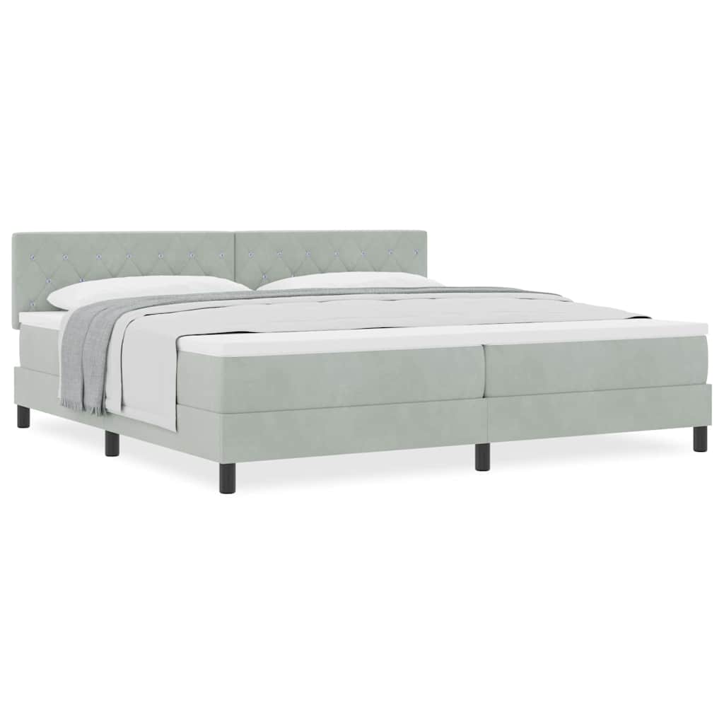 Boxmadras Seng Med Madras Med Madras Lysegrå 200 X 200 Cm Stof - Billede 4