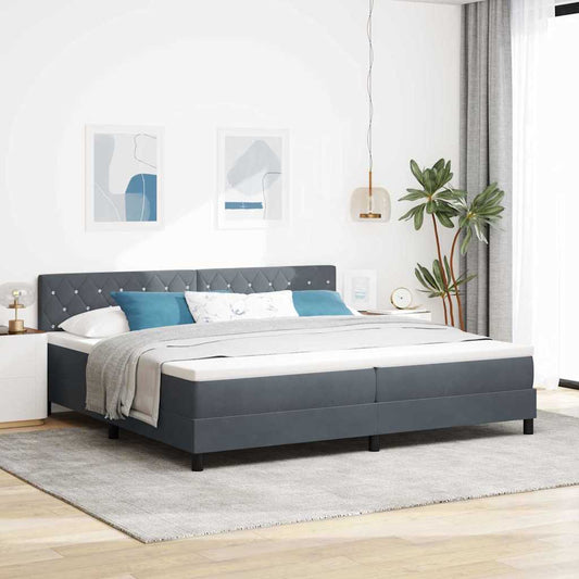 Boxmadras Seng Med Madras Med Madras Mørkegrå 200 X 200 Cm Stof - Hovedbillede
