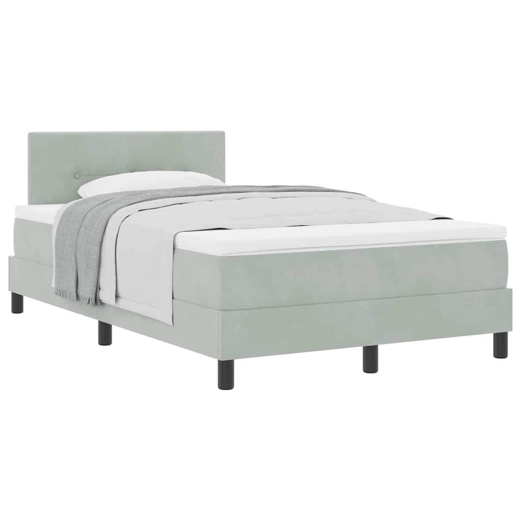 Boxmadras Seng Med Madras Med Madras Lysegrå 120 X 190 Cm Stof - Billede 3