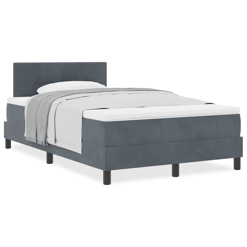 Boxmadras Seng Med Madras Med Madras Mørkegrå 120 X 190 Cm Stof - Billede 4
