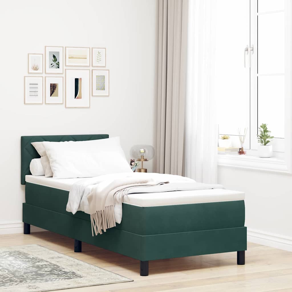 Box Spring Seng Med Hovedgærde Fløjl - Hovedbillede