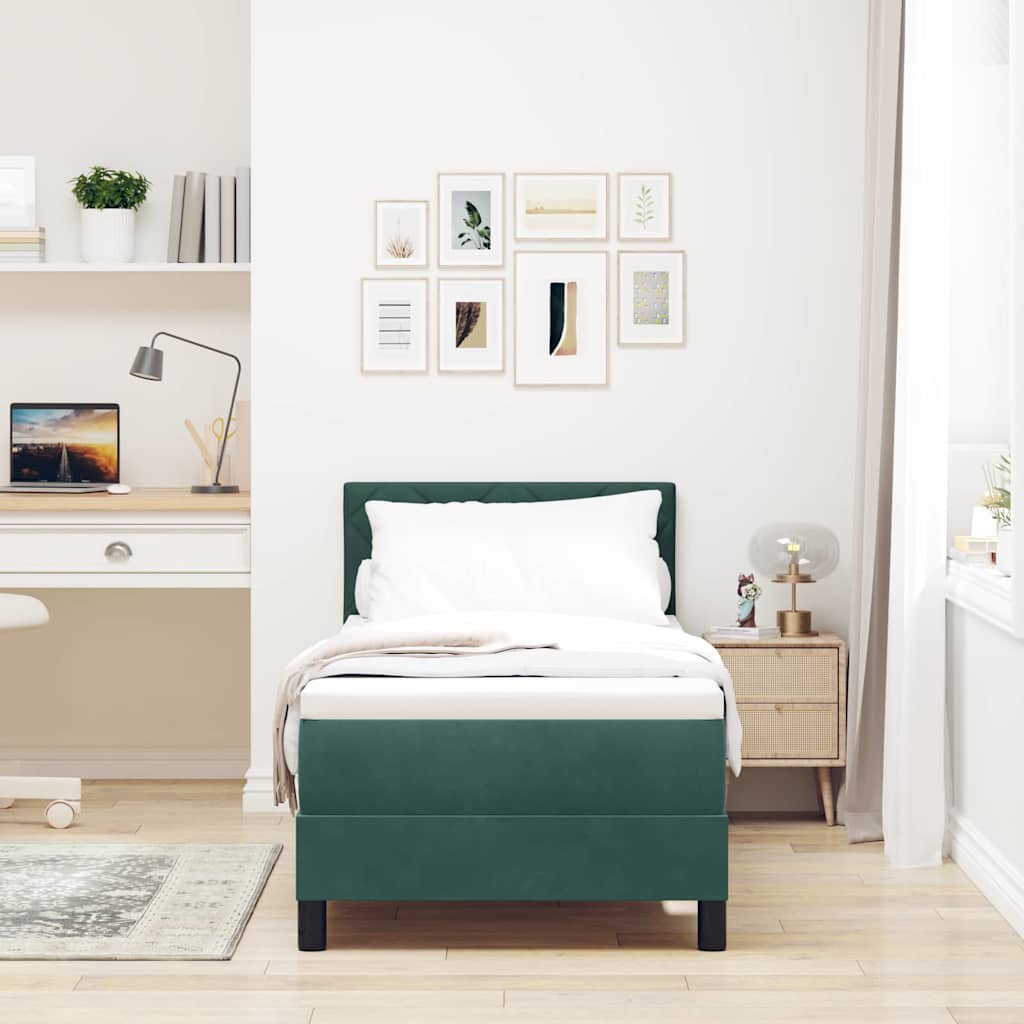 Box Spring Seng Med Hovedgærde Fløjl - Billede 3