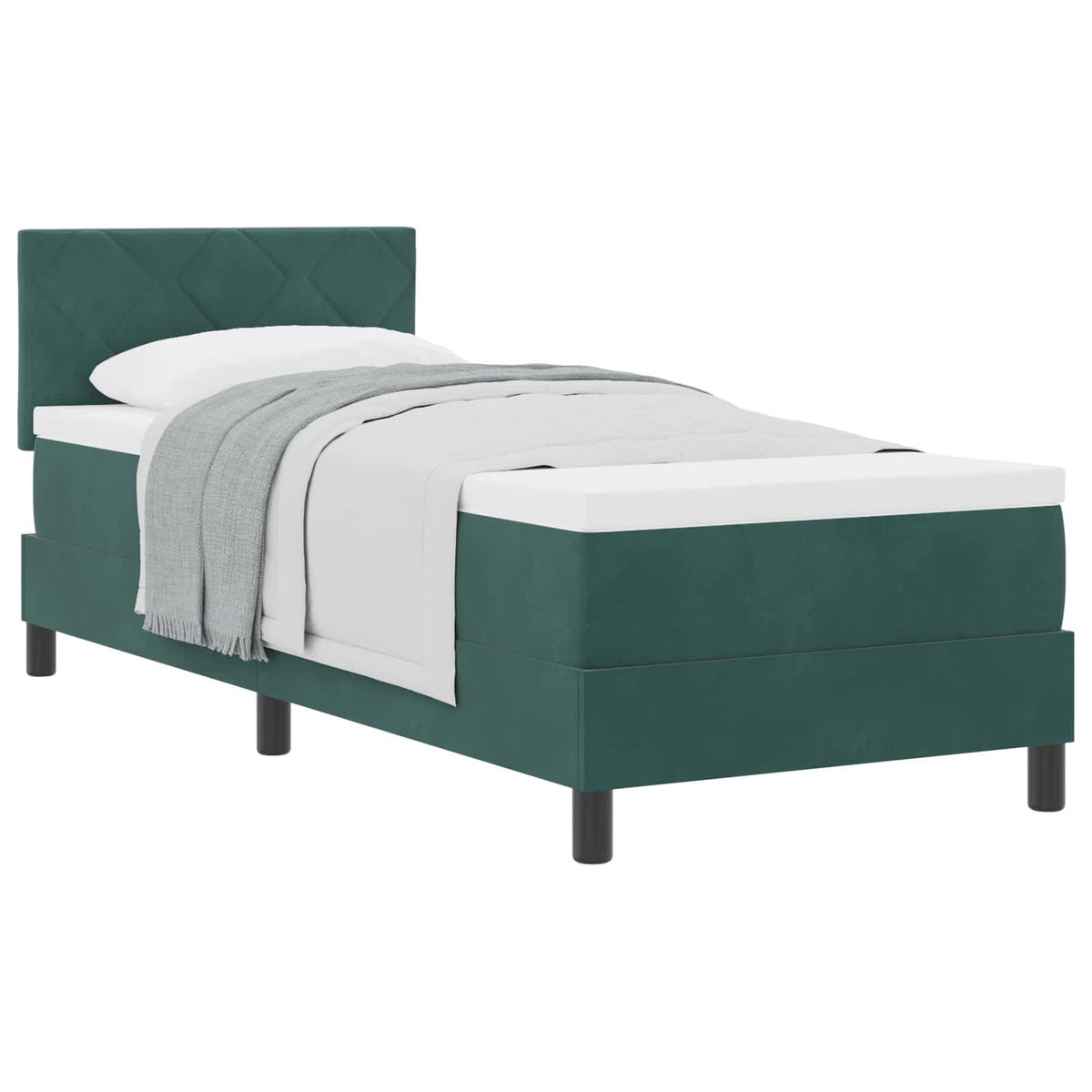 Box Spring Seng Med Hovedgærde Fløjl - Billede 2
