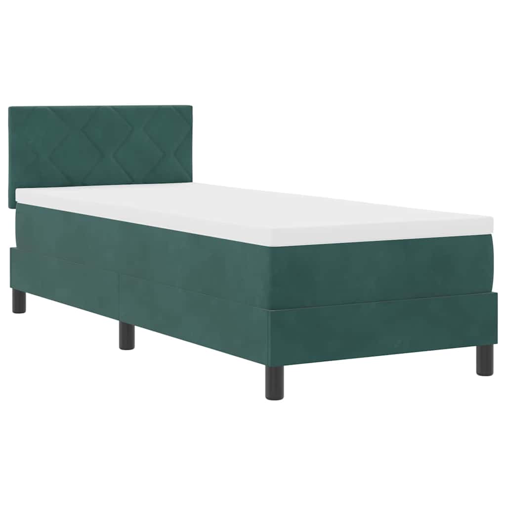 Box Spring Seng Med Hovedgærde Fløjl - Billede 4