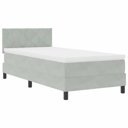 Boxmadras Seng Med Madras Med Madras Lysegrå 90 X 190 Cm Stof - Billede 2