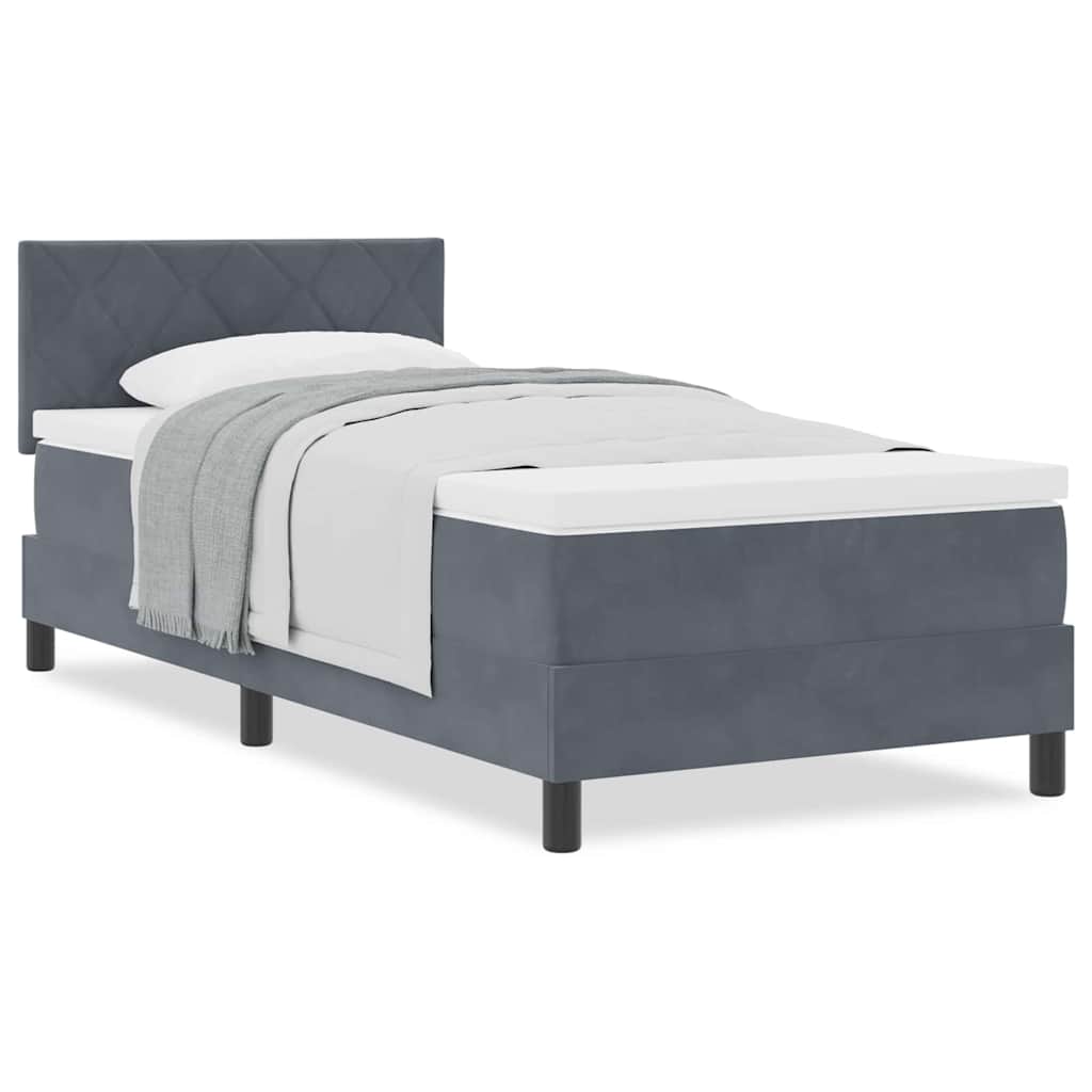 Boxmadras Seng Med Madras Med Madras Mørkegrå 90 X 190 Cm Stof - Billede 4