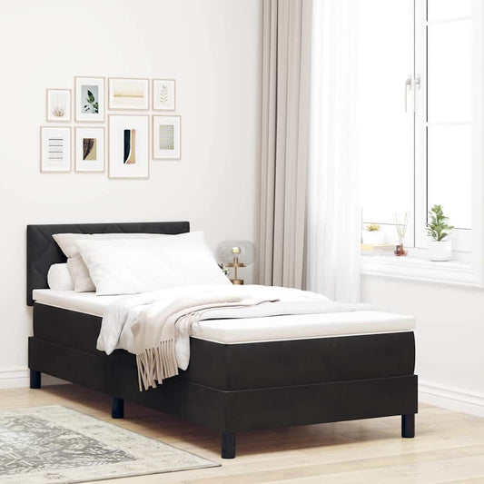 Boxmadras Seng Med Madras Med Madras Sort 90 X 200 Cm Stof - Hovedbillede
